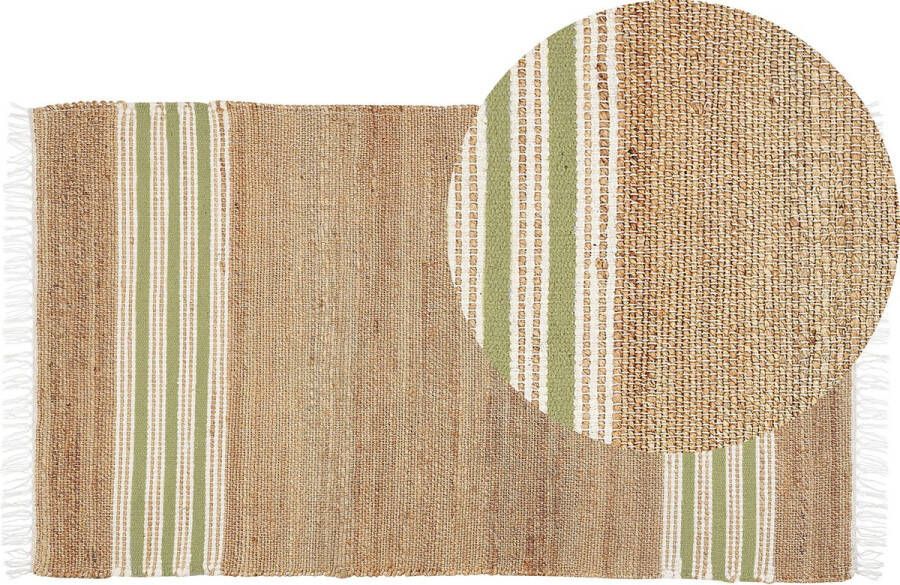 Beliani MIRZA Modern vloerkleed Beige Groen 80 x 150 cm Jute