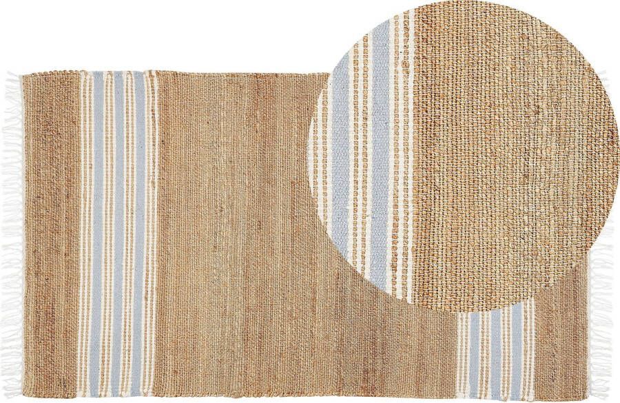 Beliani MIRZA Modern vloerkleed Beige Lichtblauw 80 x 150 cm Jute