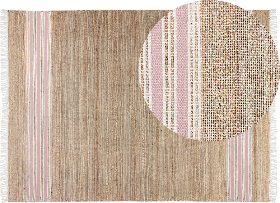 Beliani MIRZA Modern vloerkleed Beige Roze -160 x 230 cm Jute