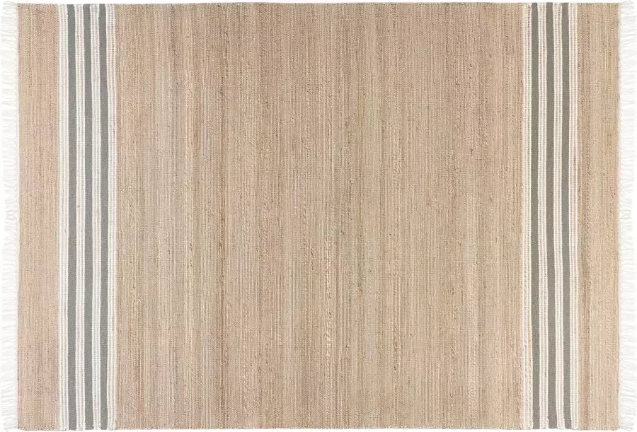 Beliani MIRZA Modern vloerkleed Beige Grijs 160 x 230 cm Jute - Foto 2