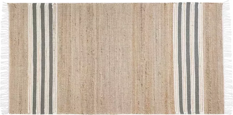 Beliani MIRZA Modern vloerkleed Beige Grijs 80 x 150 cm Jute - Foto 2
