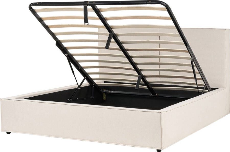 Beliani Bed met opbergruimte Stof MOISSAC 160 x 200 cm Beige