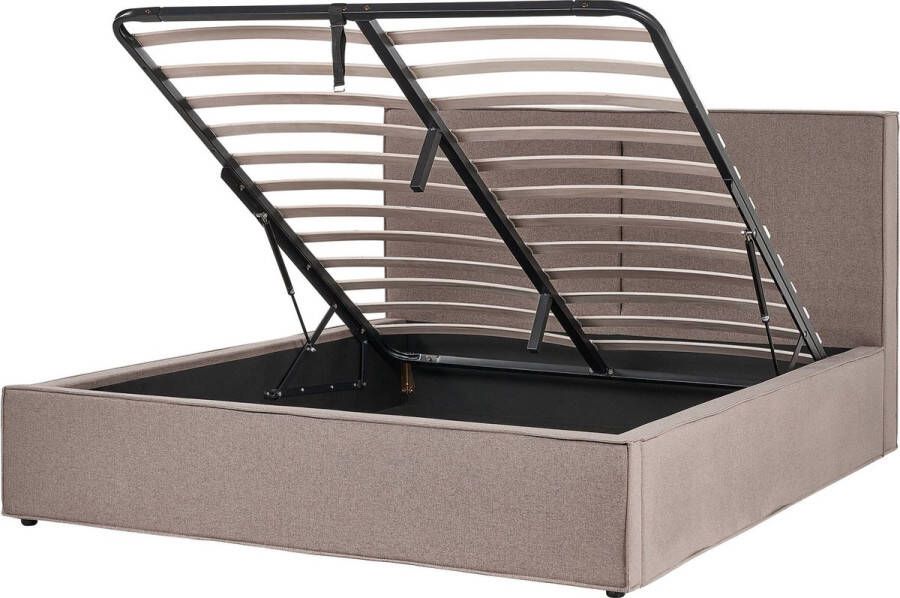Beliani Bed met opbergruimte Stof MOISSAC 160 x 200 cm Taupe