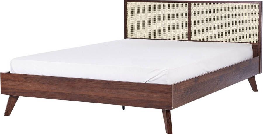Beliani -MONPAZIER -Tweepersoonsbed-Donkerhout-180 x 200 cm-Rotan