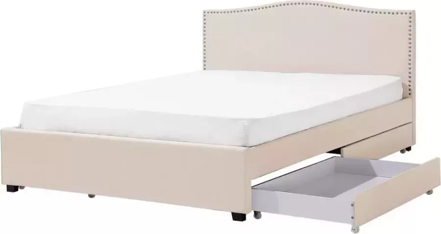 Beliani MONTPELLIER Bed met opbergruimte Beige 160 x 200 cm Polyester - Foto 2