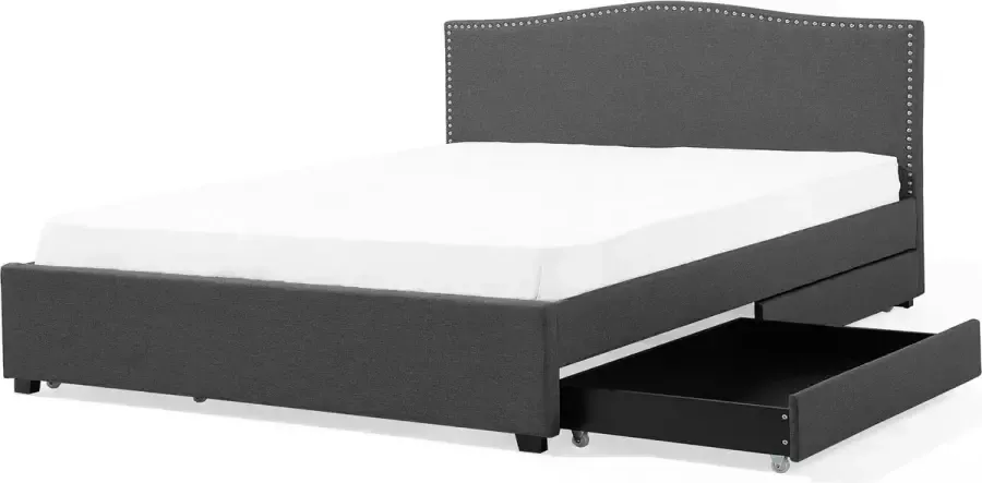 Beliani MONTPELLIER Bed met opbergruimte Grijs 180 x 200 cm Polyester