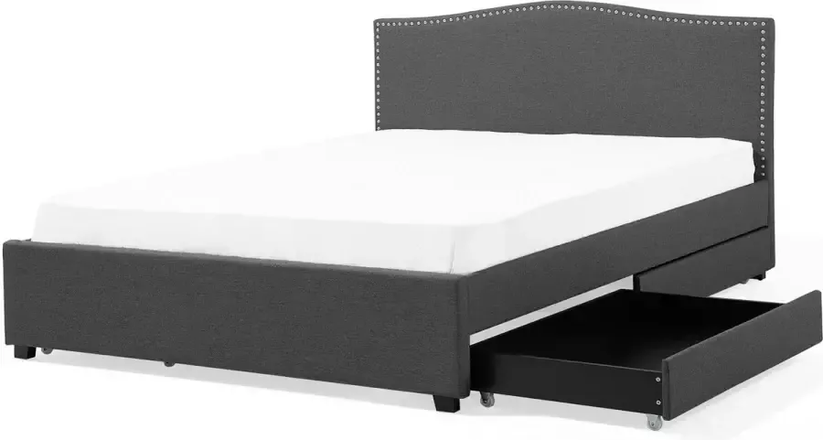 Beliani MONTPELLIER Bed met opbergruimte Grijs 160 x 200 cm Polyester