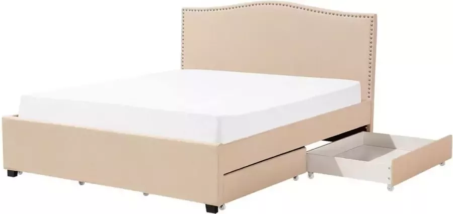 Beliani MONTPELLIER Bed with Storage Beige Polyester