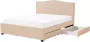 Beliani MONTPELLIER Bed with Storage Beige Polyester - Thumbnail 4