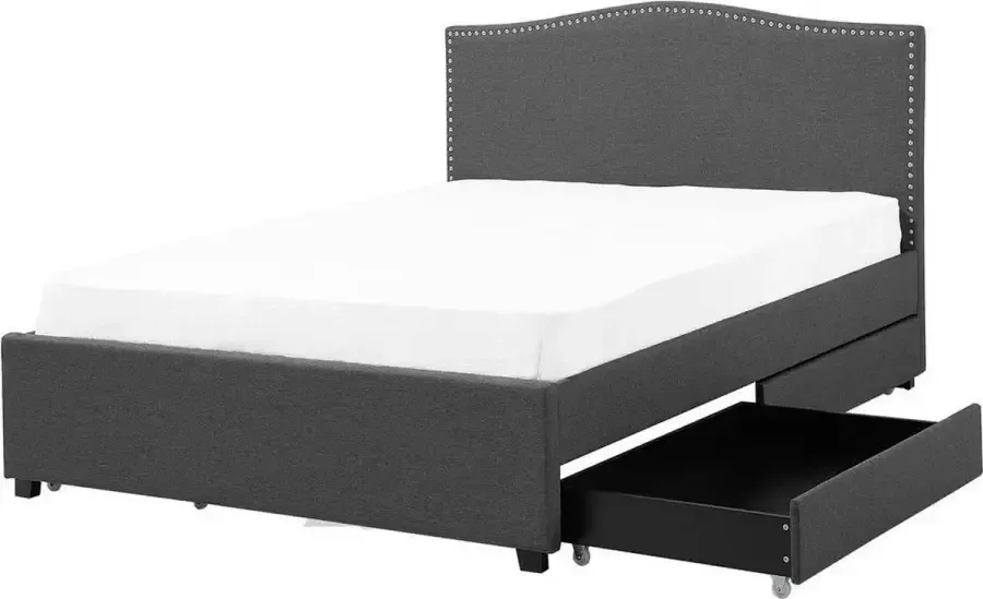 Beliani MONTPELLIER Bed opbergruimte LED Donkergrijs 180x200 cm Stof - Foto 2