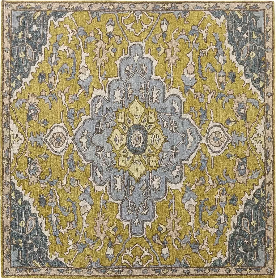 Beliani MUCUR Vloerkleed Mosterdgeel 200 x 200 cm Wol - Foto 2