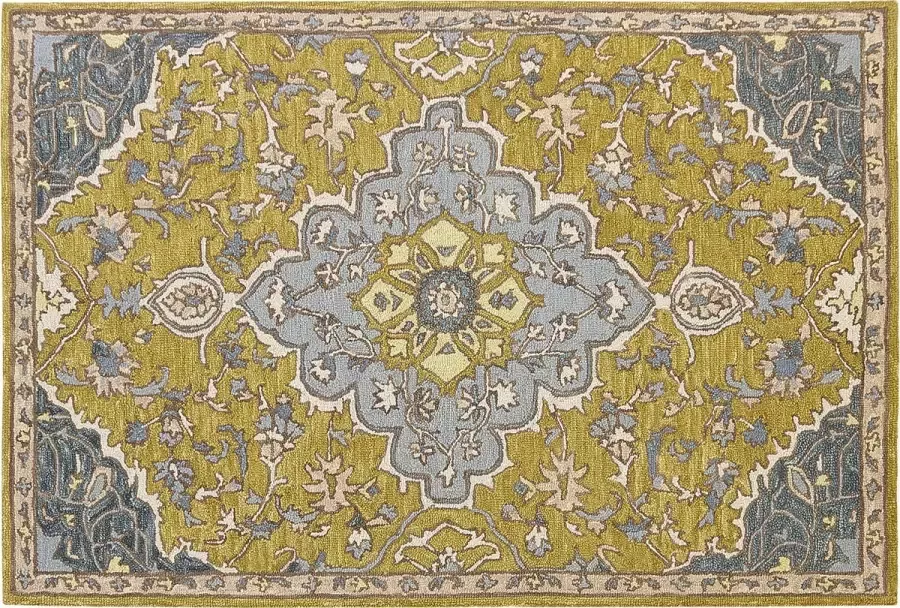 Beliani MUCUR Vloerkleed Mosterdgeel 140 x 200 cm Wol - Foto 2