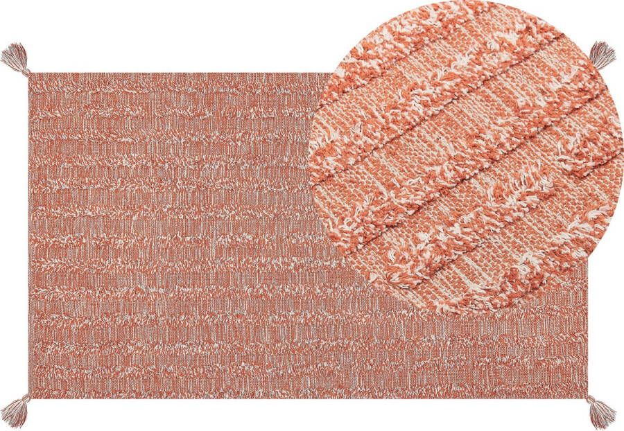 Beliani MUGLA Laagpolig vloerkleed Oranje 80 x 150 cm Katoen