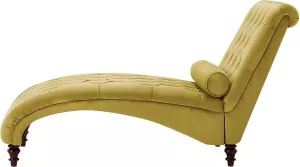 Beliani MURET Chaise longue geel Fluweel