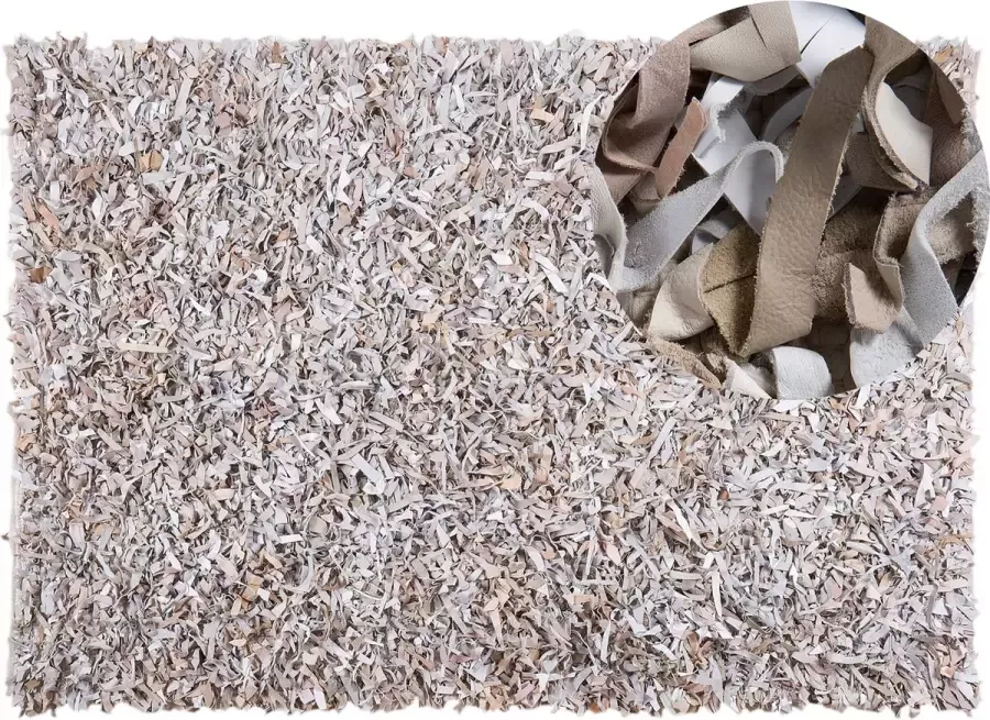 Beliani MUT Shaggy vloerkleed Lichtbeige 160 x 230 cm Leer - Foto 2