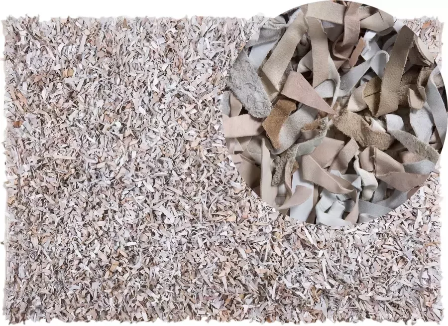 Beliani MUT Shaggy vloerkleed Lichtbeige 160 x 230 cm Leer - Foto 3
