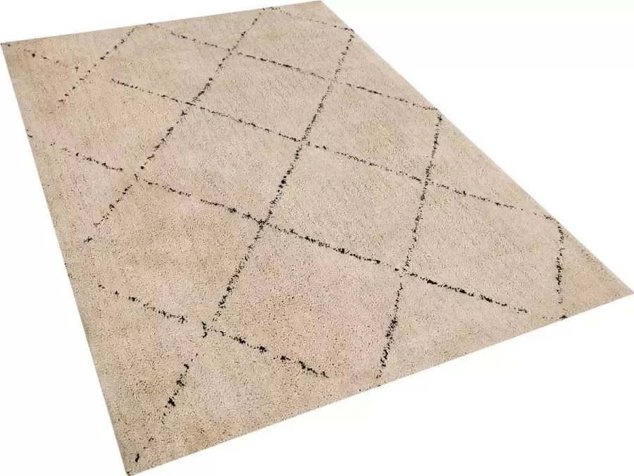 Beliani -MUTKI -Shaggy vloerkleed-Beige-160 x 230 cm-Polyester