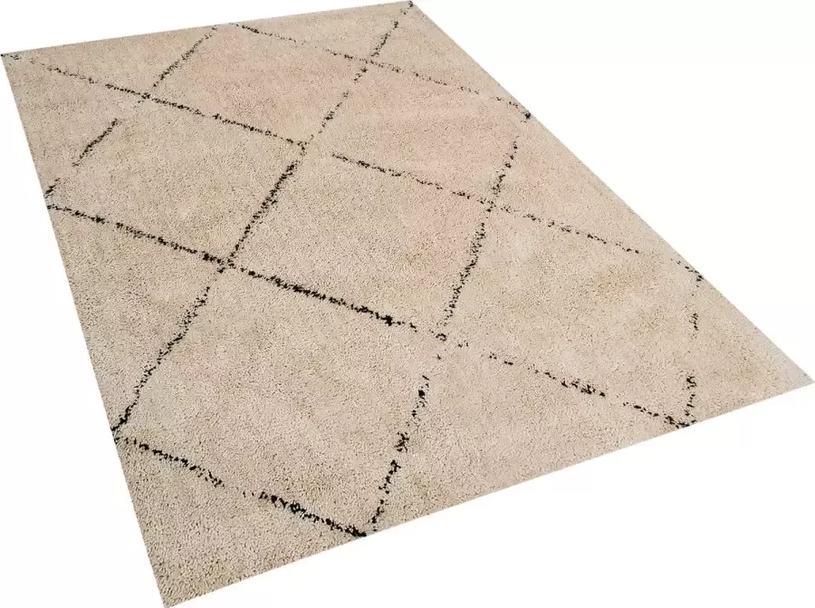 Beliani -MUTKI -Shaggy vloerkleed-Beige-140 x 200 cm-Polyester