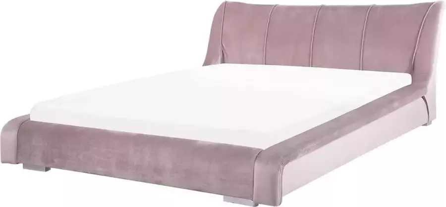 Beliani NANTES Slatted Bed Roze Fluweel - Foto 1