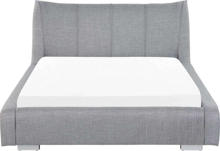 Beliani NANTES Tweepersoonsbed Lichtgrijs 140 x 200 cm Polyester