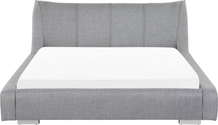 Beliani NANTES Tweepersoonsbed Lichtgrijs 160 x 200 cm Polyester