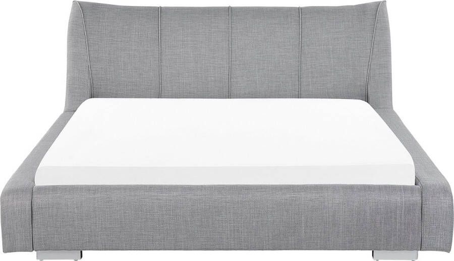 Beliani NANTES Tweepersoonsbed Lichtgrijs 180 x 200 cm Polyester