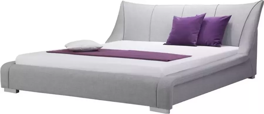 Beliani NANTES Tweepersoonsbed Lichtgrijs 160 x 200 cm Polyester - Foto 2