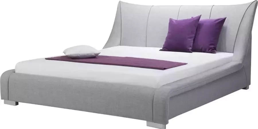 Beliani NANTES Tweepersoonsbed Lichtgrijs 140 x 200 cm Polyester - Foto 3