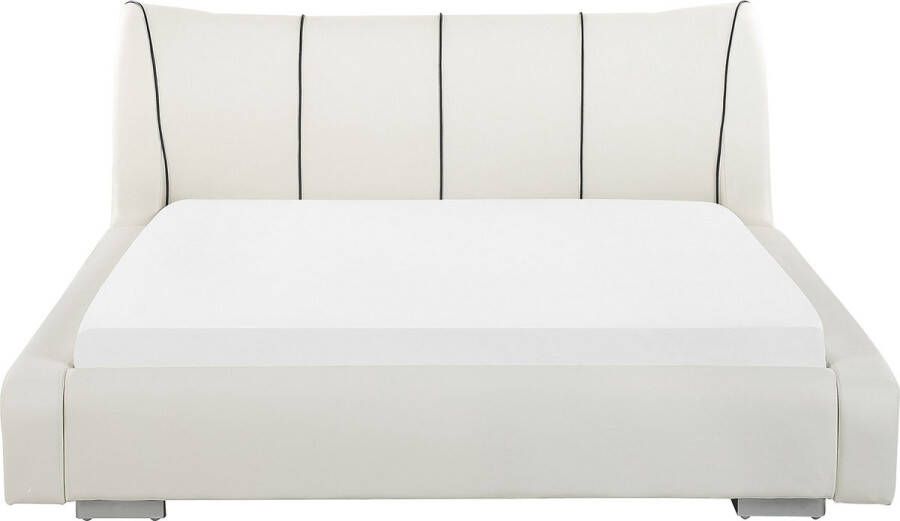Beliani NANTES Tweepersoonsbed Wit 160 x 200 cm Leer