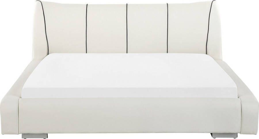 Beliani NANTES Tweepersoonsbed Wit 180 x 200 cm Leer