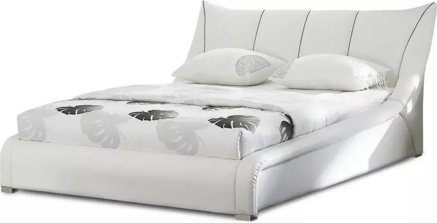 Beliani NANTES Tweepersoonsbed Gebroken wit 140 x 200 cm Leer - Foto 3