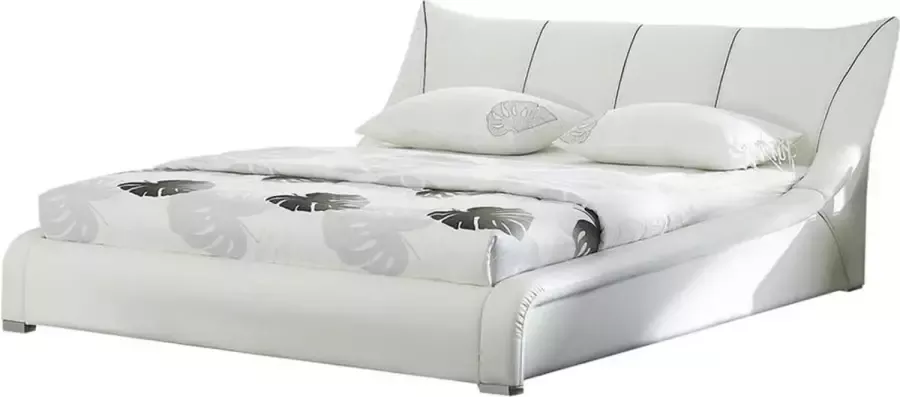 Beliani NANTES Tweepersoonsbed Wit 180 x 200 cm Leer - Foto 3