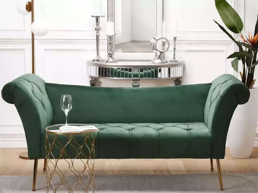 Beliani NANTILLY Chaise longue Groen Symmetrisch Fluweel - Foto 3