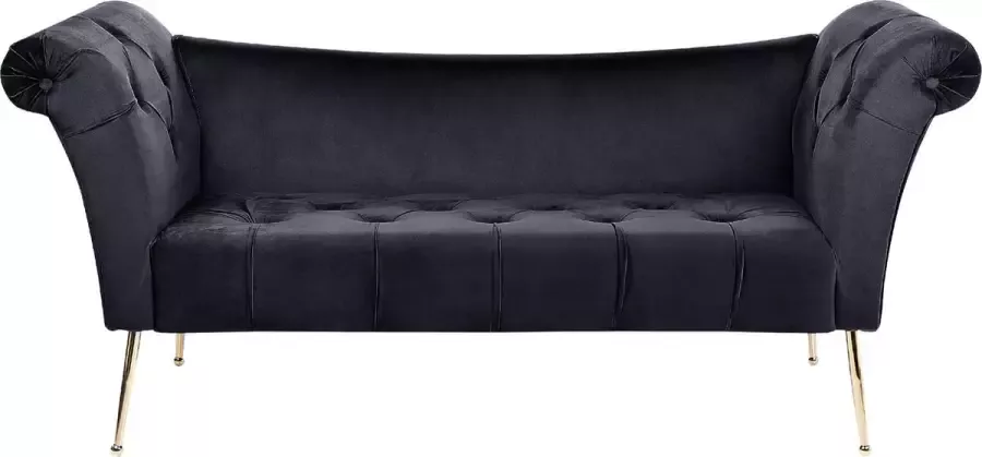 Beliani NANTILLY Chaise longue Zwart Fluweel