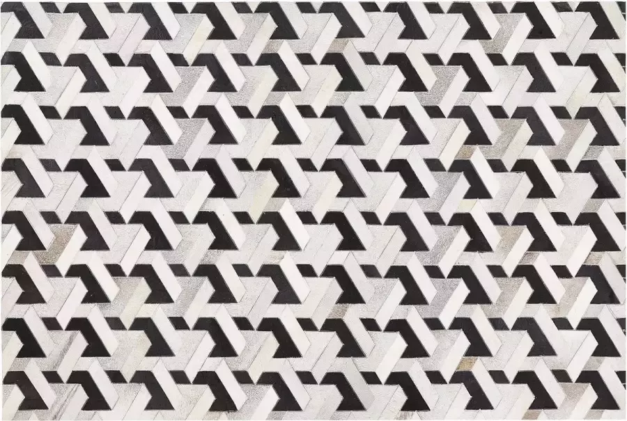 Beliani NARMAN Patchwork vloerkleed Lichtgrijs 140 x 200 cm Koeienhuid leer - Foto 2