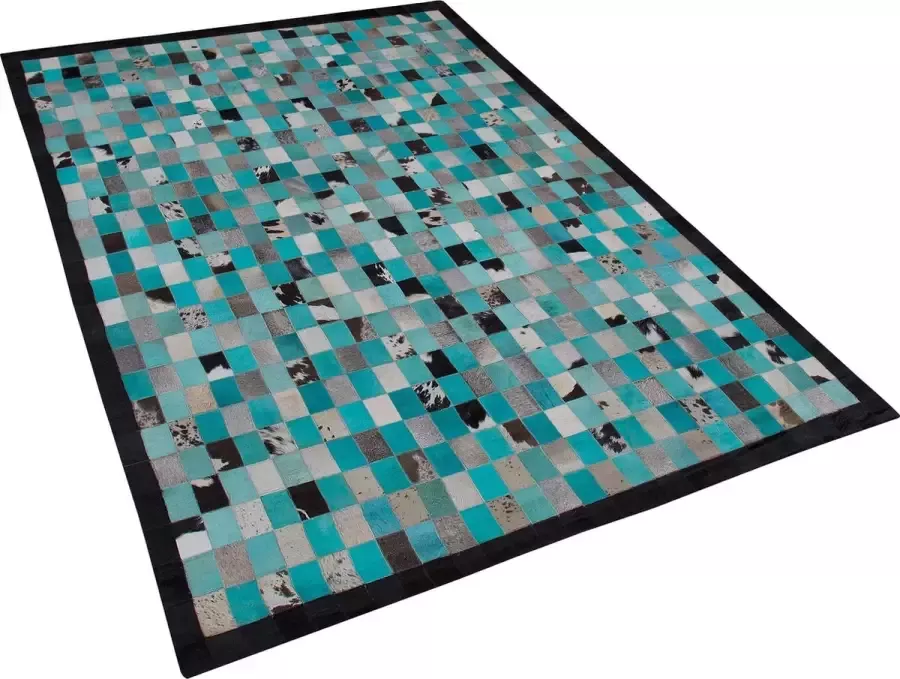 Beliani NiKFER Laagpolig vloerkleed Turquoise 160 x 230 cm Leer - Foto 1