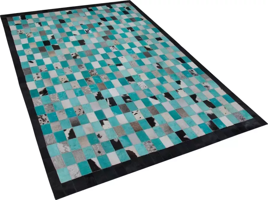 Beliani NIKFER Laagpolig vloerkleed Turquoise 140 x 200 cm Leer