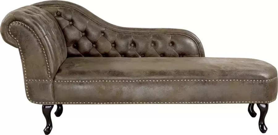 Beliani NIMES Chaise longue Bruin Linkerzijde Kunstsuède - Foto 2