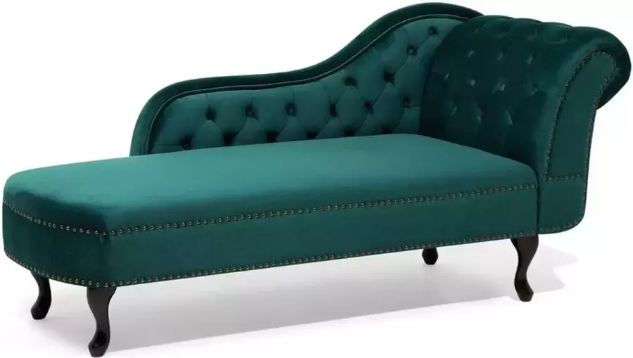 Beliani NIMES Chaise longue Blauwgroen Rechterzijde Fluweel - Foto 2