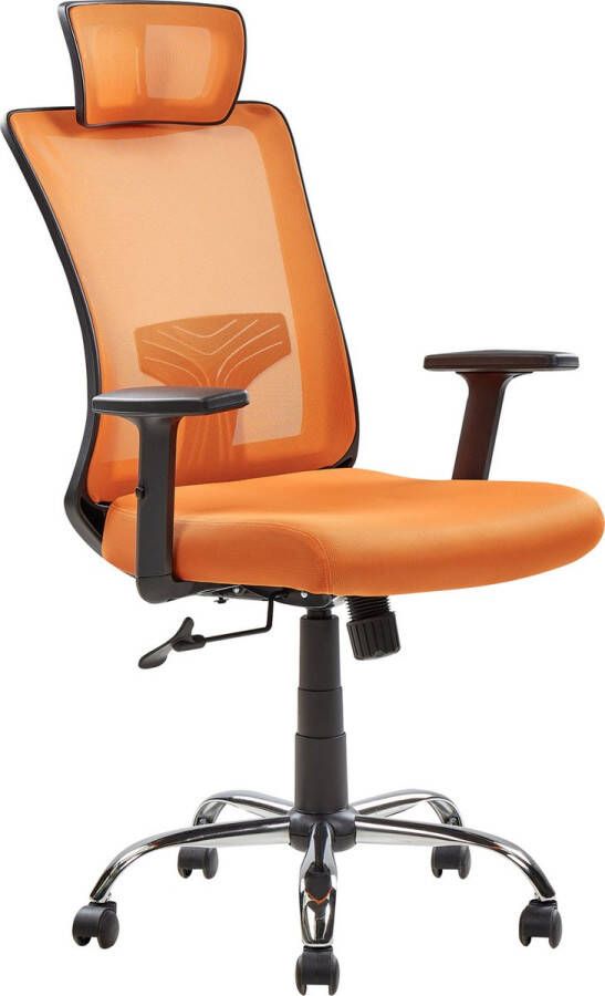 Beliani NOBLE Bureaustoel Oranje Zwart Polyester - Foto 1