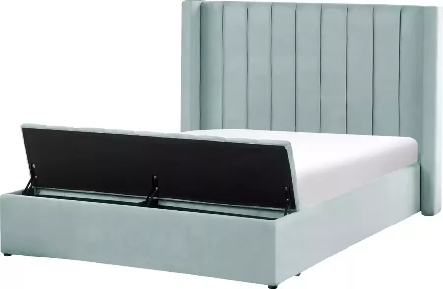 Beliani NOYERS Bed met opbergruimte Mintgroen 140 x 200 cm Fluweel - Foto 1