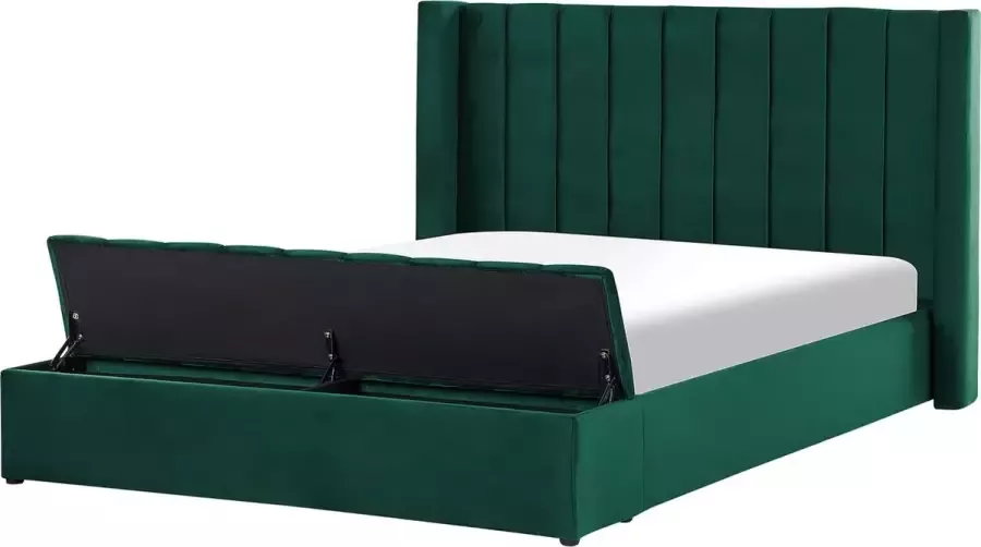 Beliani NOYERS Bed met opbergruimte Groen 180 x 200 cm Fluweel - Foto 1