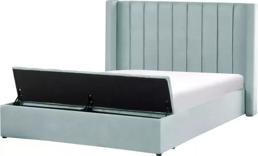 Beliani NOYERS Bed met opbergruimte Mintgroen 160 x 200 cm Fluweel