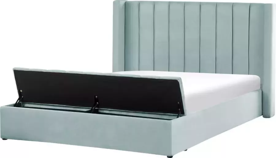 Beliani NOYERS Bed met opbergruimte Mintgroen 180 x 200 cm Fluweel