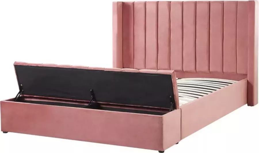 Beliani NOYERS Tweepersoonsbed Roze 180 x 200 cm Fluweel