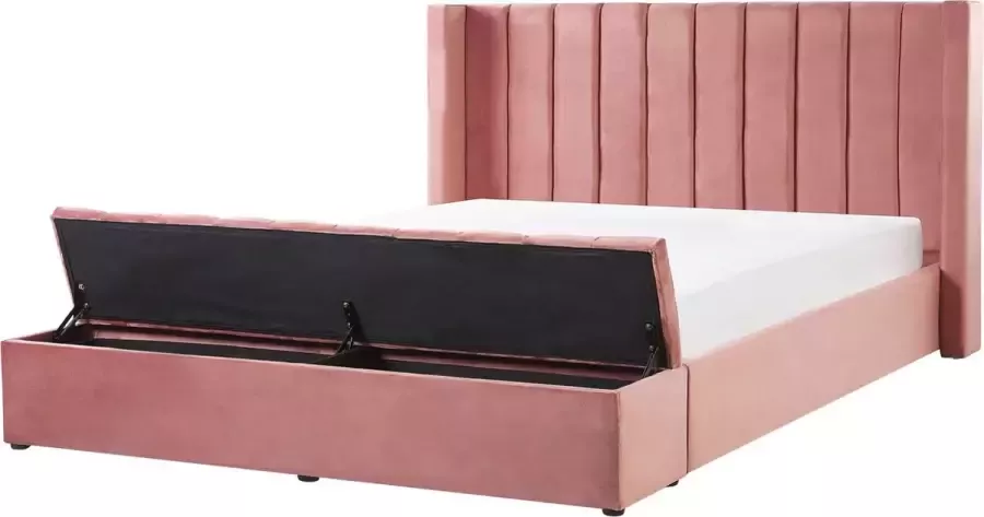 Beliani NOYERS Tweepersoonsbed Roze 160 x 200 cm Fluweel