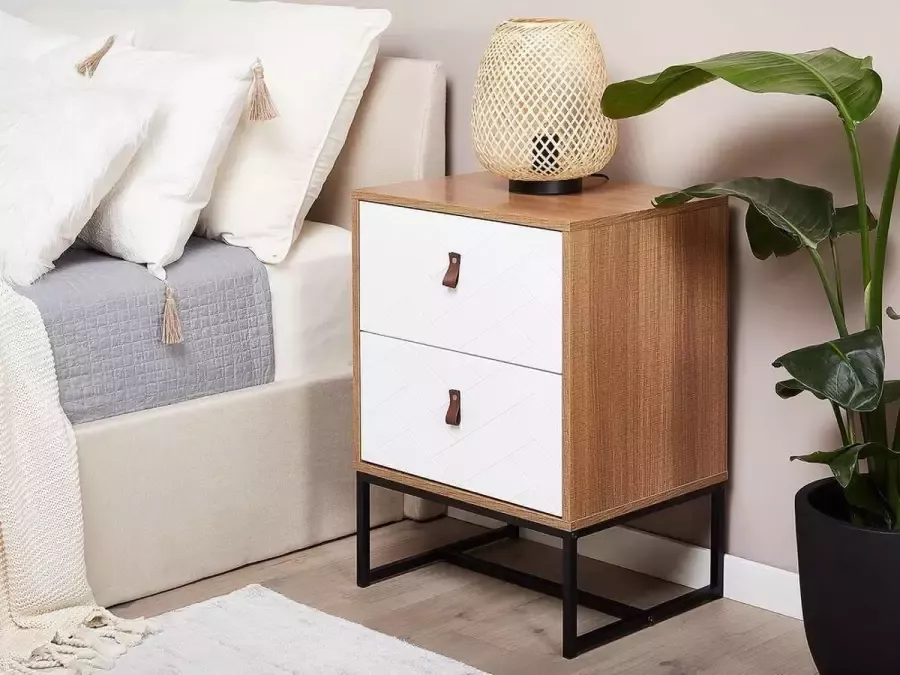 Beliani NUEVA Bedside Table Lichte houtkleur MDF - Foto 2