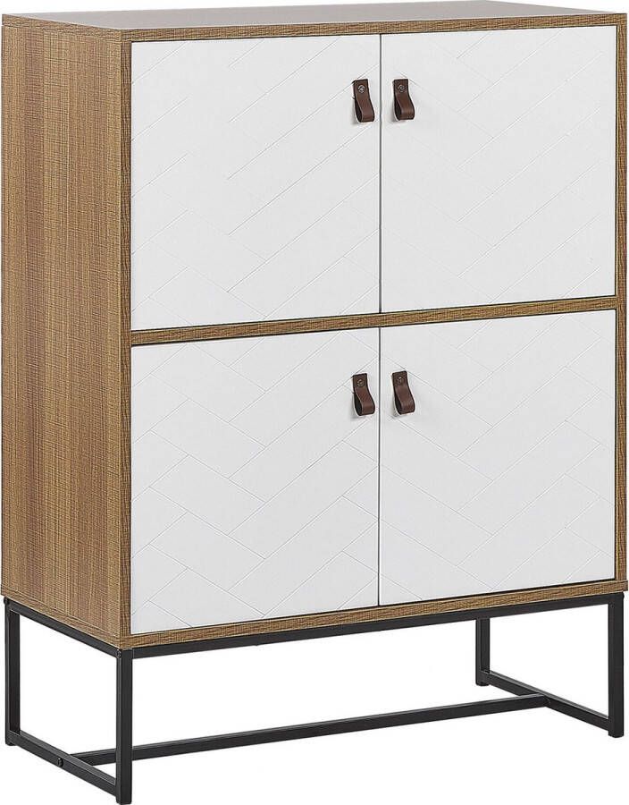 Beliani NUEVA 4 Door Sideboard Lichte houtkleur MDF