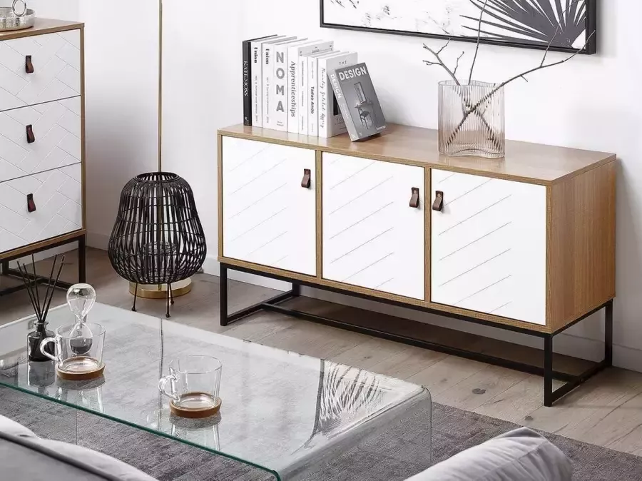 Beliani NUEVA Sideboard met 3 deuren lichte houtkleur