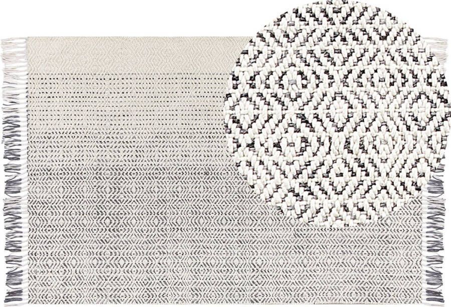 Beliani OMERLI Shaggy tapijt Wit 160 x 230 cm Wol